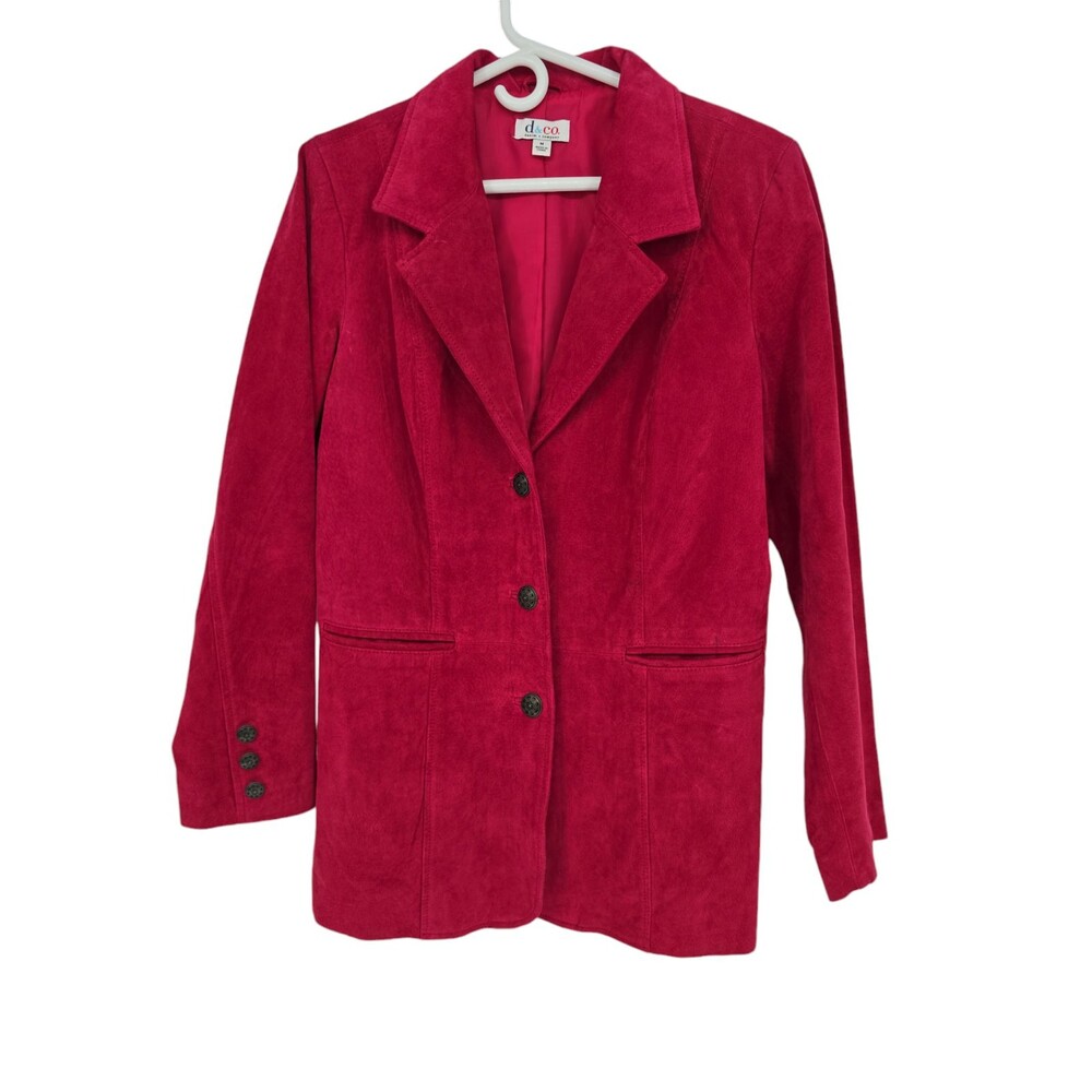 D & Co Size Medium Womens Pink Suede Blazer 100% Leather Coat